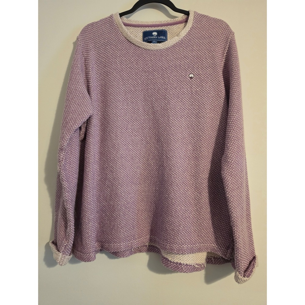 Southern Shirt Pullover Women L Purple Cotton Waffle Knit Coastal Classic Preppy